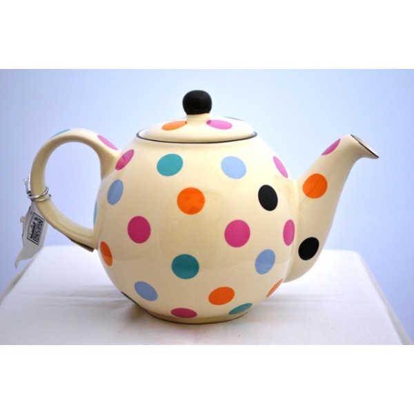 London Pottery Globe Teapot Ivory Multi Spot 4 Cup